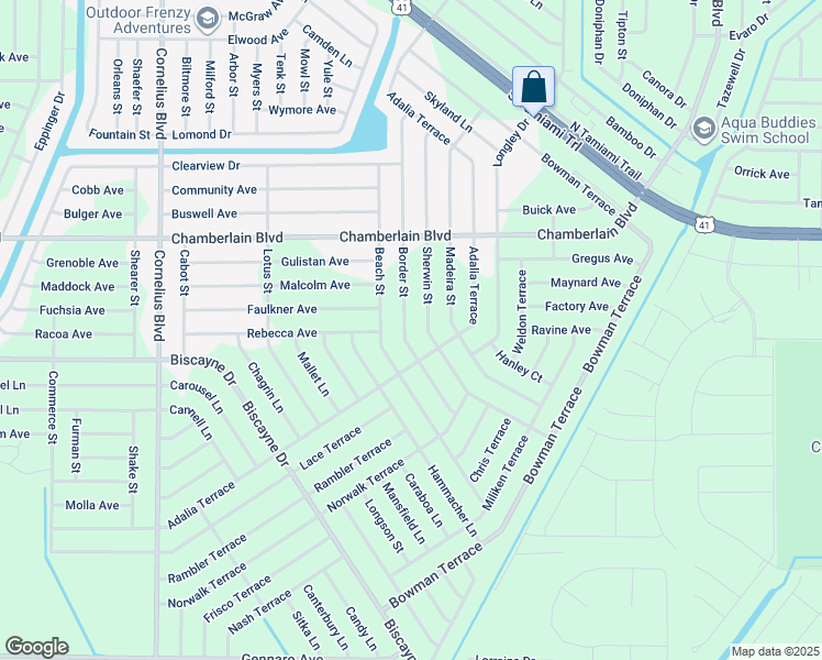 map of restaurants, bars, coffee shops, grocery stores, and more near 1120 Border Street in Port Charlotte
