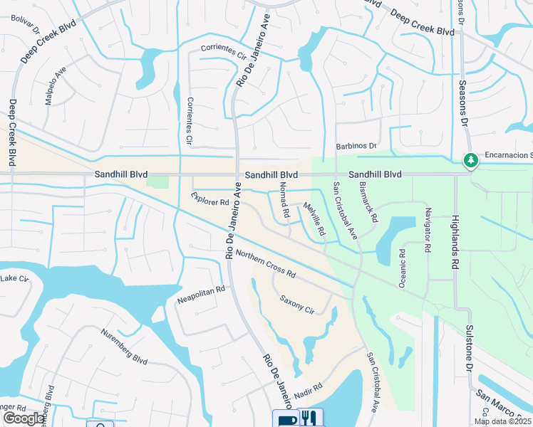 map of restaurants, bars, coffee shops, grocery stores, and more near 26186 Explorer Road in Punta Gorda