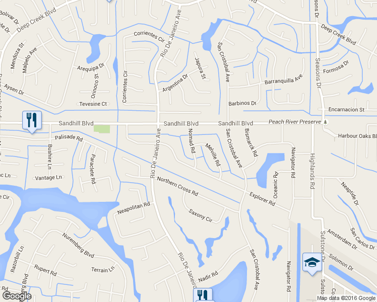 map of restaurants, bars, coffee shops, grocery stores, and more near 1083 Nomad Road in Punta Gorda