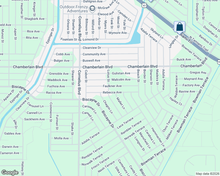 map of restaurants, bars, coffee shops, grocery stores, and more near 15122 Rebecca Avenue in Port Charlotte