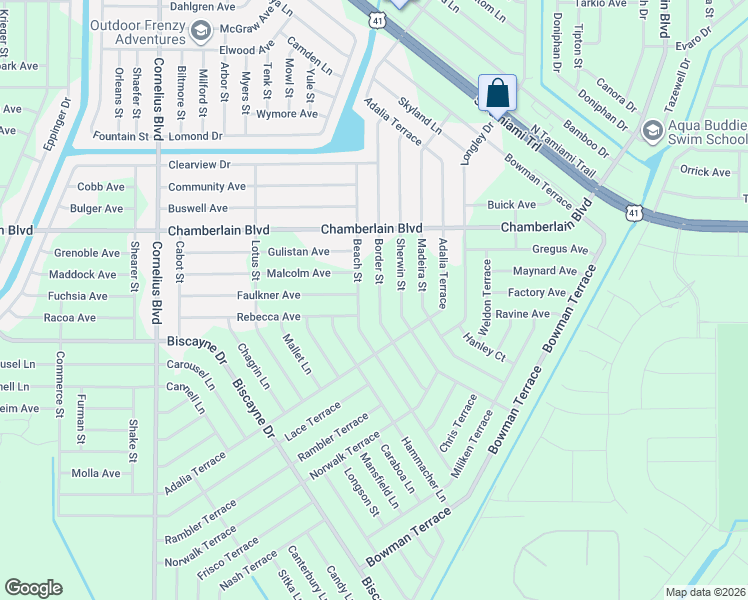 map of restaurants, bars, coffee shops, grocery stores, and more near 1120 Border Street in Port Charlotte