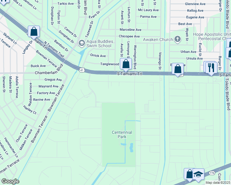 map of restaurants, bars, coffee shops, grocery stores, and more near 1051 O Donnell Boulevard in Port Charlotte