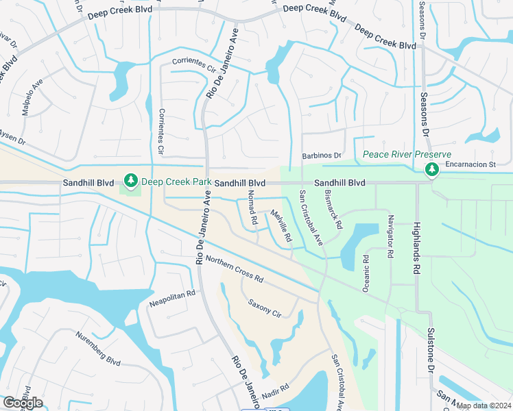 map of restaurants, bars, coffee shops, grocery stores, and more near 1042 Melville Road in Punta Gorda