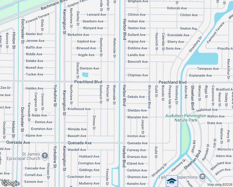 map of restaurants, bars, coffee shops, grocery stores, and more near 1038 Waterside Street in Port Charlotte