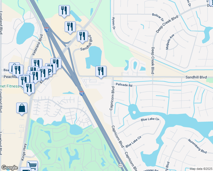 map of restaurants, bars, coffee shops, grocery stores, and more near 24949 Capricorn Boulevard in Punta Gorda