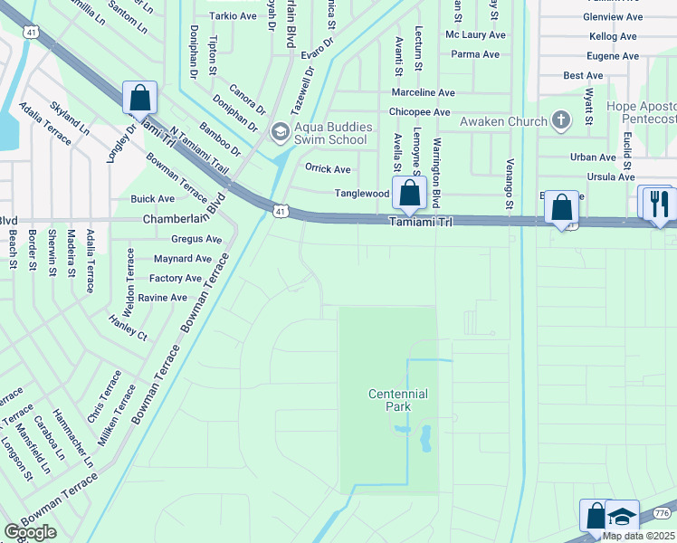 map of restaurants, bars, coffee shops, grocery stores, and more near 16228 Franklin Avenue in Port Charlotte