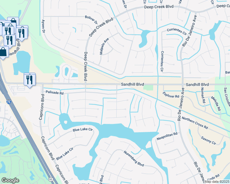 map of restaurants, bars, coffee shops, grocery stores, and more near 25354 Palisade Road in Punta Gorda