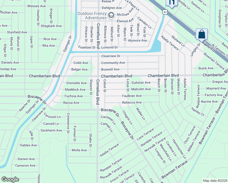 map of restaurants, bars, coffee shops, grocery stores, and more near 15073 Malcolm Avenue in Port Charlotte