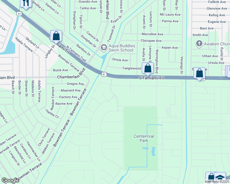 map of restaurants, bars, coffee shops, grocery stores, and more near 16228 Franklin Avenue in Port Charlotte