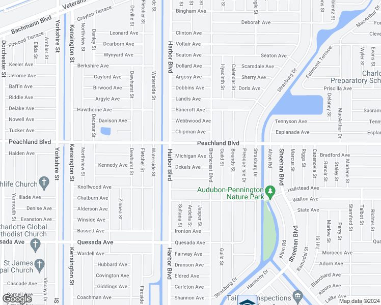 map of restaurants, bars, coffee shops, grocery stores, and more near 21483 Michigan Avenue in Port Charlotte