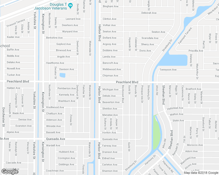 map of restaurants, bars, coffee shops, grocery stores, and more near 21483 Michigan Avenue in Port Charlotte