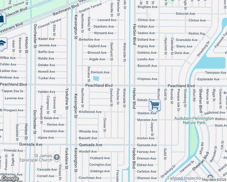 map of restaurants, bars, coffee shops, grocery stores, and more near 1041 Fletcher Street in Port Charlotte