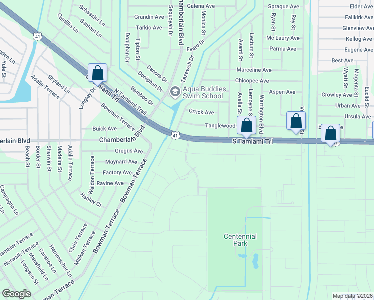 map of restaurants, bars, coffee shops, grocery stores, and more near 16188 Franklin Avenue in Port Charlotte