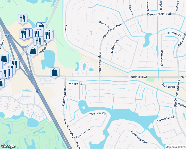 map of restaurants, bars, coffee shops, grocery stores, and more near 25100 Sandhill Boulevard in Punta Gorda