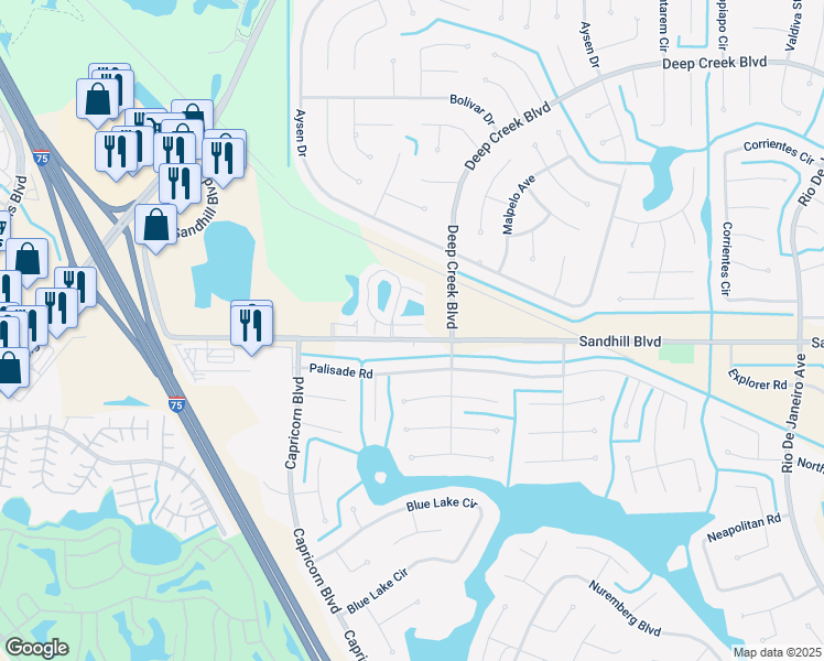 map of restaurants, bars, coffee shops, grocery stores, and more near 25100 Sandhill Boulevard in Punta Gorda