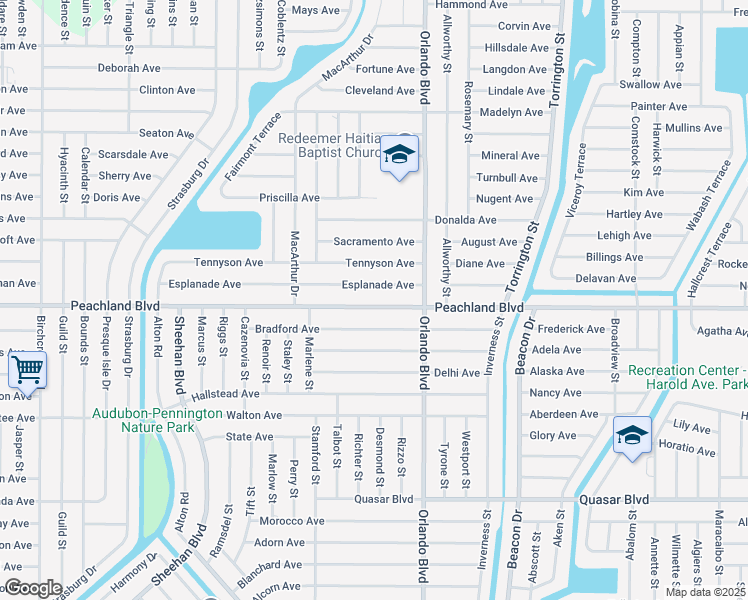 map of restaurants, bars, coffee shops, grocery stores, and more near 22489 Esplanade Avenue in Port Charlotte