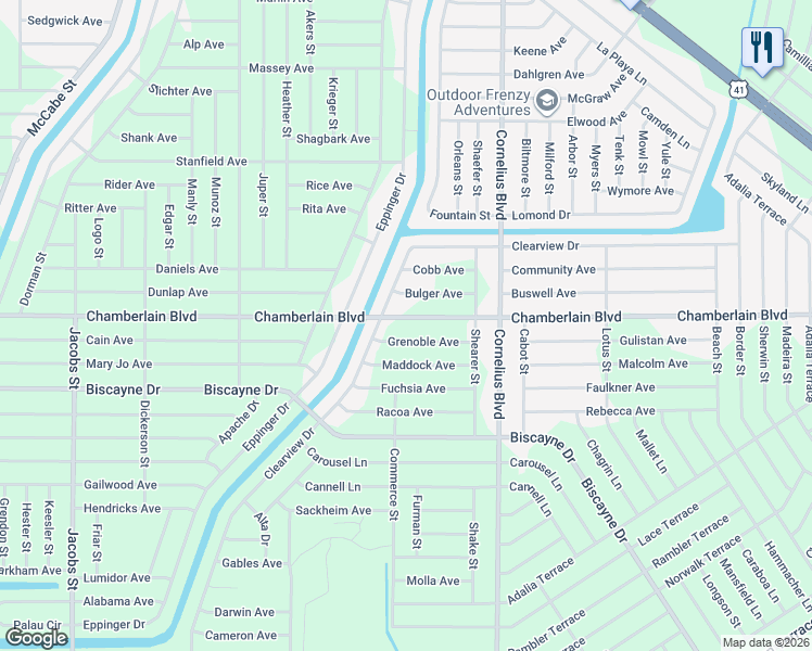 map of restaurants, bars, coffee shops, grocery stores, and more near 14409 Chamberlain Boulevard in Port Charlotte