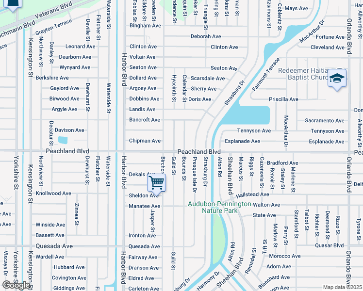 map of restaurants, bars, coffee shops, grocery stores, and more near 521 Bounds Street in Port Charlotte