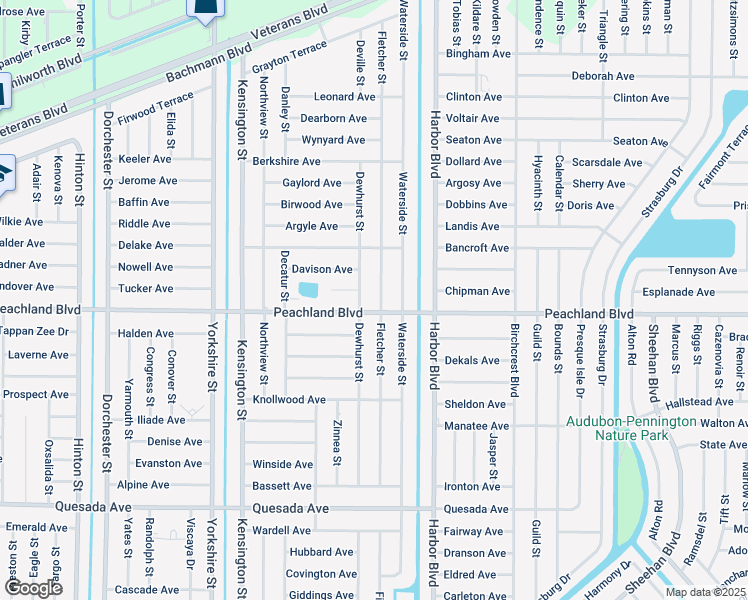 map of restaurants, bars, coffee shops, grocery stores, and more near 519 Fletcher Street in Port Charlotte