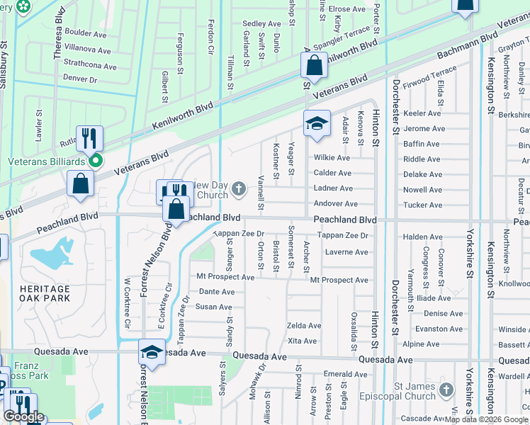 map of restaurants, bars, coffee shops, grocery stores, and more near 20236 Peachland Boulevard in Port Charlotte