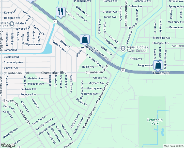 map of restaurants, bars, coffee shops, grocery stores, and more near 15515 Chamberlain Boulevard in Port Charlotte