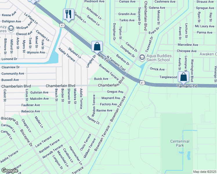 map of restaurants, bars, coffee shops, grocery stores, and more near 15515 Chamberlain Boulevard in Port Charlotte