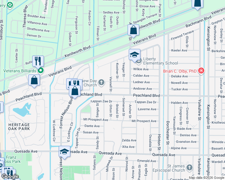 map of restaurants, bars, coffee shops, grocery stores, and more near 20236 Peachland Boulevard in Port Charlotte