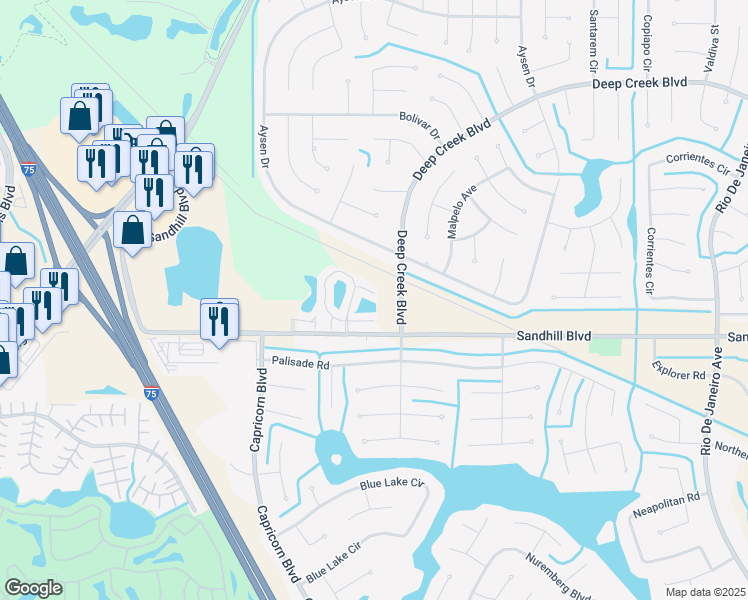 map of restaurants, bars, coffee shops, grocery stores, and more near 25100 Sandhill Boulevard in Punta Gorda
