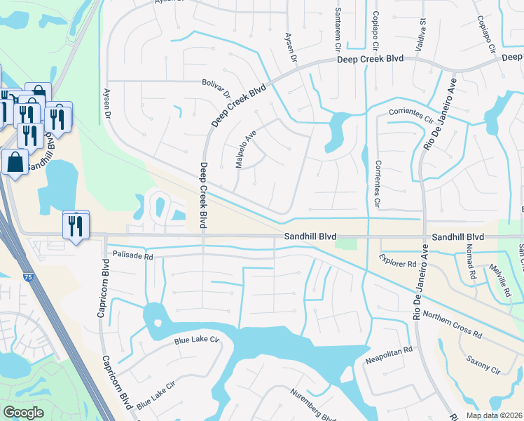 map of restaurants, bars, coffee shops, grocery stores, and more near 25652 Aysen Drive in Punta Gorda