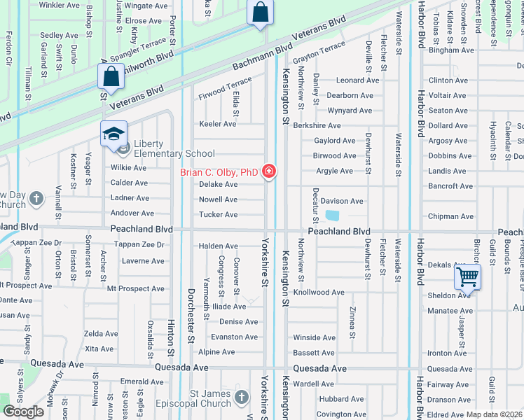 map of restaurants, bars, coffee shops, grocery stores, and more near 21094 Peachland Boulevard in Port Charlotte