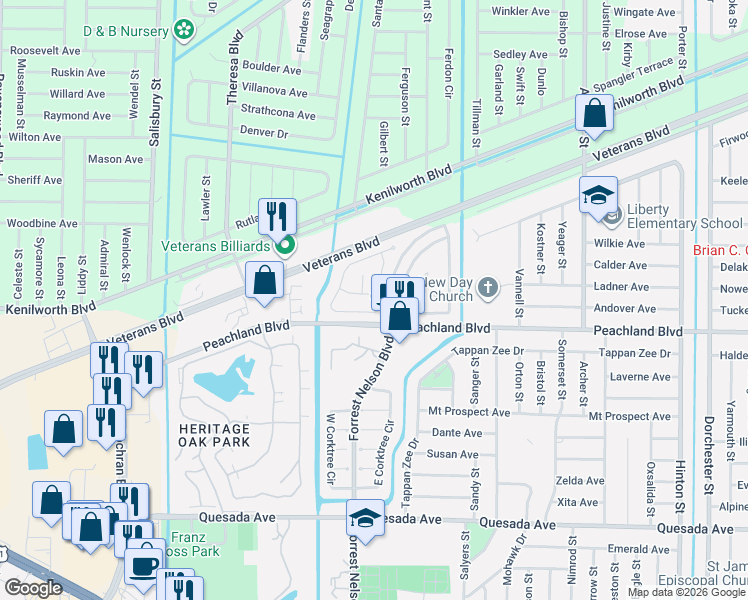 map of restaurants, bars, coffee shops, grocery stores, and more near 472 Hippel Street in Port Charlotte