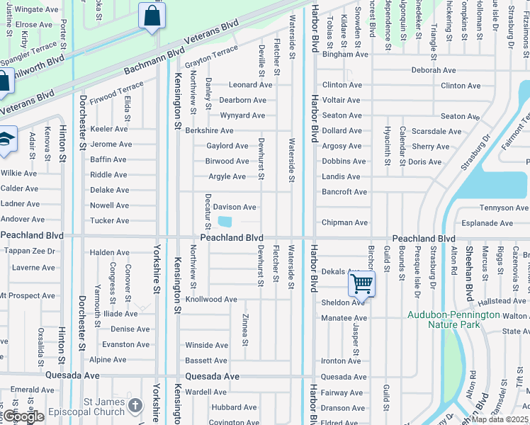 map of restaurants, bars, coffee shops, grocery stores, and more near 488 Dewhurst Street in Port Charlotte