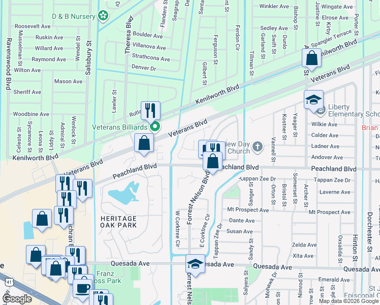 map of restaurants, bars, coffee shops, grocery stores, and more near 20014 Isobar Avenue in Port Charlotte
