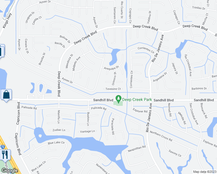 map of restaurants, bars, coffee shops, grocery stores, and more near 25448 Tevesine Court in Punta Gorda