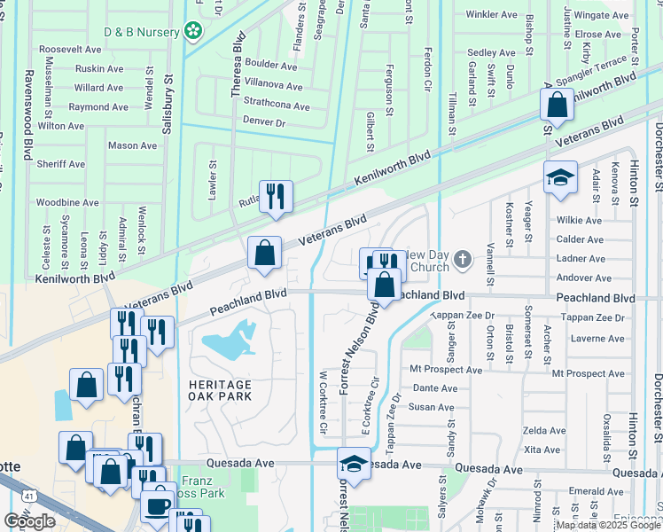 map of restaurants, bars, coffee shops, grocery stores, and more near 20014 Isobar Avenue in Port Charlotte