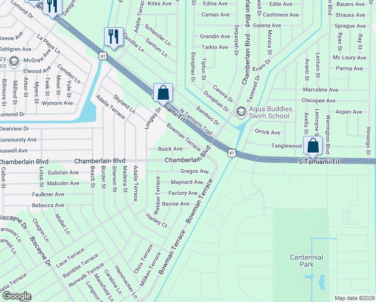 map of restaurants, bars, coffee shops, grocery stores, and more near 612 Bowman Terrace in Port Charlotte