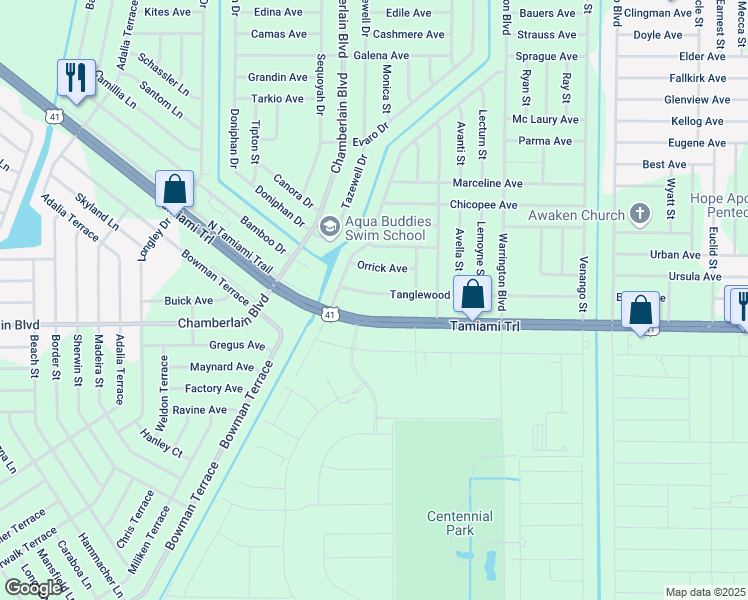 map of restaurants, bars, coffee shops, grocery stores, and more near 16231 Tanglewood Avenue in Port Charlotte