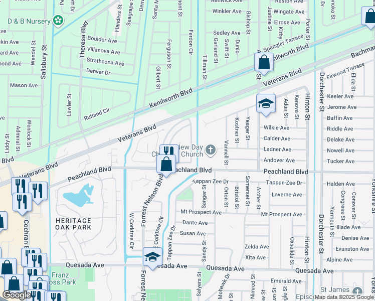 map of restaurants, bars, coffee shops, grocery stores, and more near 460 Rose Apple Circle in Port Charlotte