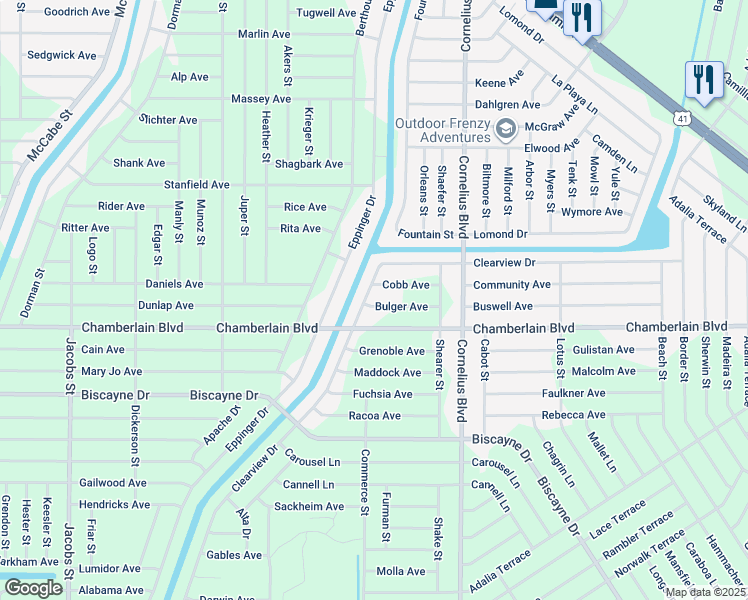 map of restaurants, bars, coffee shops, grocery stores, and more near 958 Clearview Drive in Port Charlotte