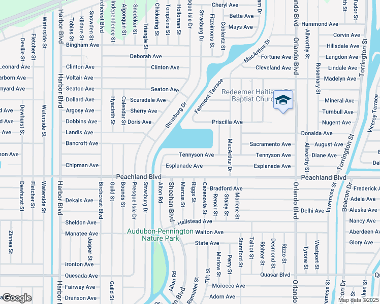 map of restaurants, bars, coffee shops, grocery stores, and more near 22290 Tennyson Avenue in Port Charlotte