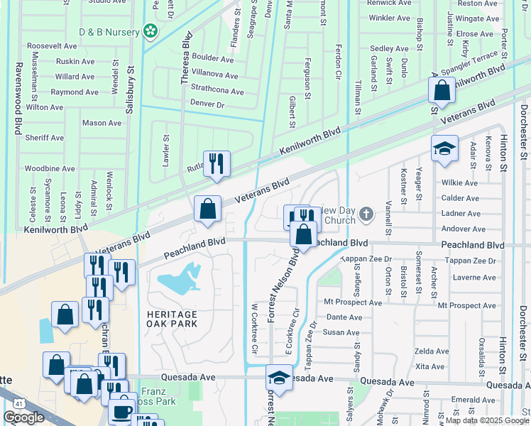 map of restaurants, bars, coffee shops, grocery stores, and more near 20014 Isobar Avenue in Port Charlotte