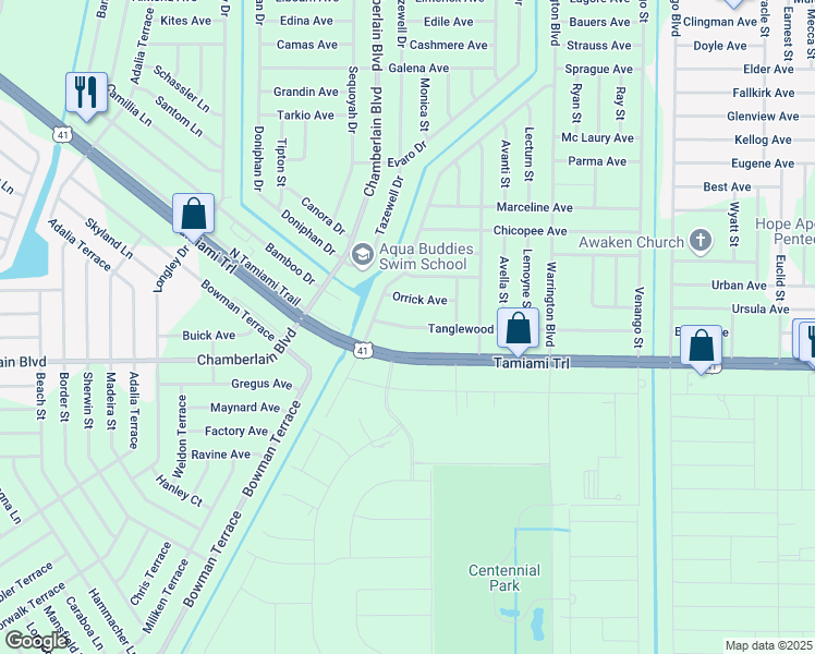 map of restaurants, bars, coffee shops, grocery stores, and more near 16231 Tanglewood Avenue in Port Charlotte