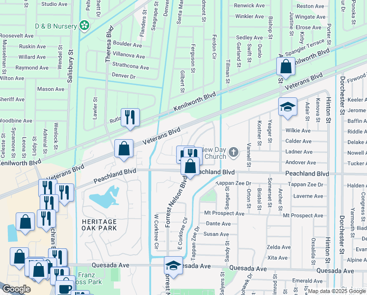 map of restaurants, bars, coffee shops, grocery stores, and more near 472 Hippel Street in Port Charlotte