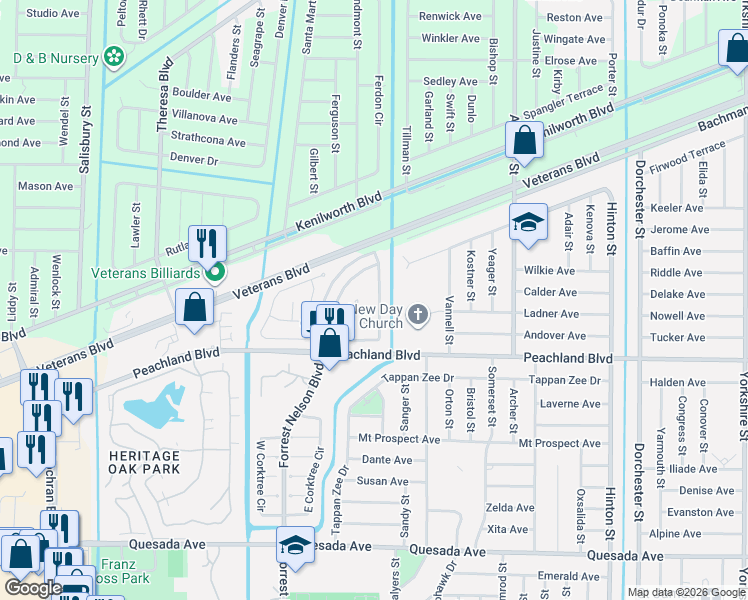 map of restaurants, bars, coffee shops, grocery stores, and more near 460 Rose Apple Circle in Port Charlotte