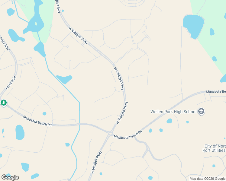 map of restaurants, bars, coffee shops, grocery stores, and more near 18800 West Villages Parkway in Venice