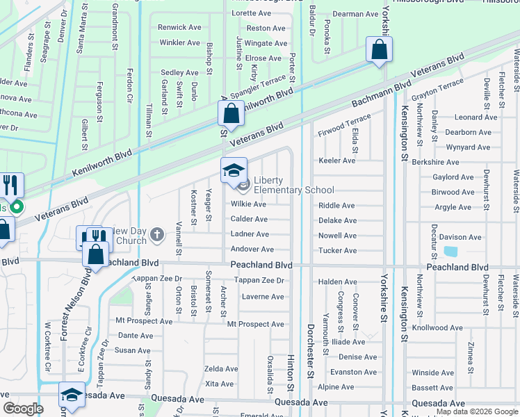 map of restaurants, bars, coffee shops, grocery stores, and more near 20391 Wilkie Avenue in Port Charlotte