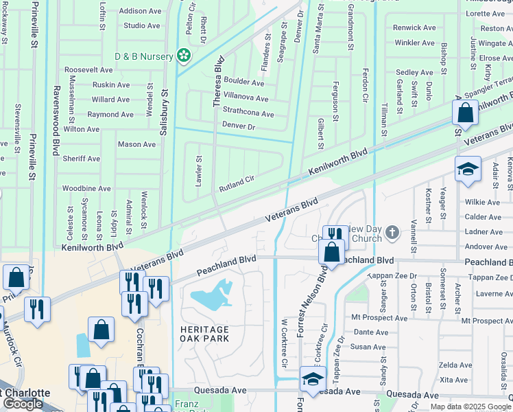 map of restaurants, bars, coffee shops, grocery stores, and more near 19800 Veterans Boulevard in Port Charlotte