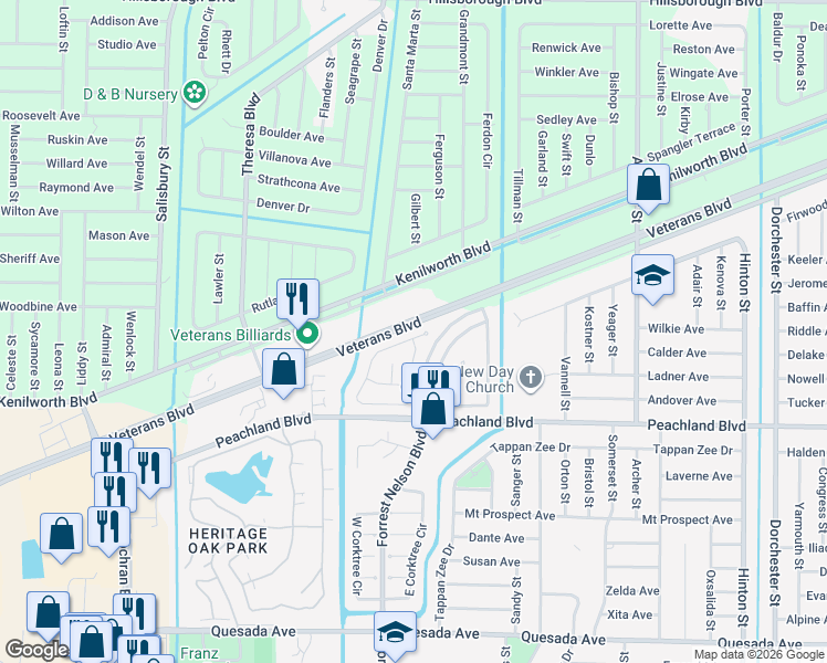 map of restaurants, bars, coffee shops, grocery stores, and more near 409 Ricold Terrace in Port Charlotte