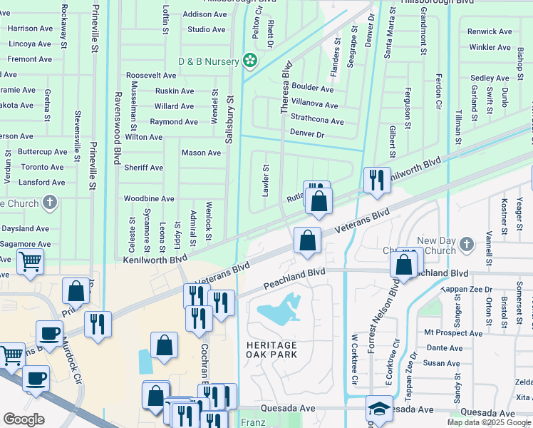 map of restaurants, bars, coffee shops, grocery stores, and more near 662 Rutland Circle in Port Charlotte
