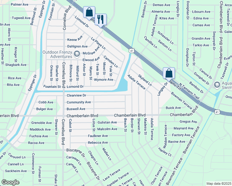 map of restaurants, bars, coffee shops, grocery stores, and more near 573 Clearview Drive in Port Charlotte